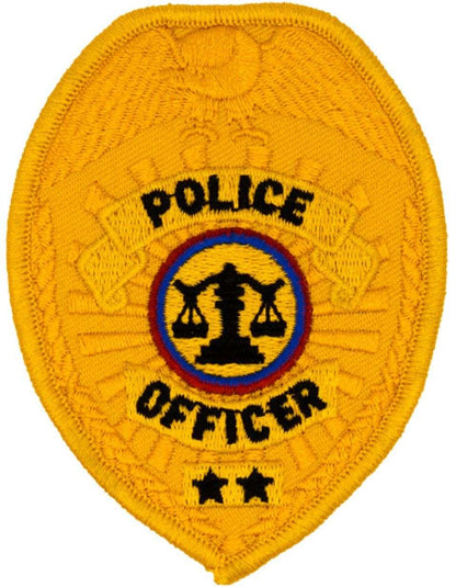 Hero's Pride POLICE OFFICER Badge Patch - Gold - 2.5'' x 3.5'' 3731 - Clothing &amp; Accessories