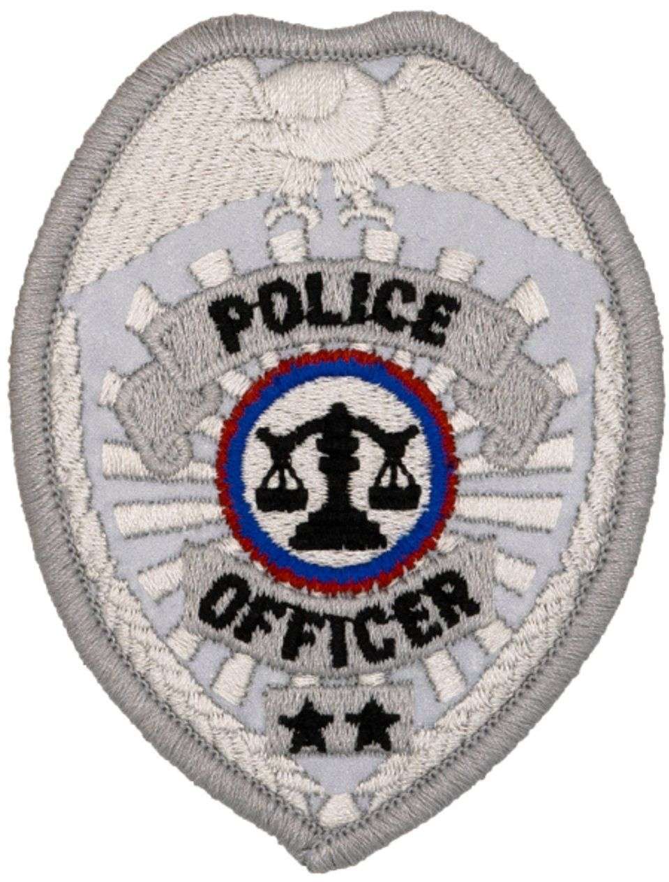 Hero's Pride POLICE OFFICER Badge Patch - Reflective Silver - 2.5'' x 3.5'' 3732 - Clothing & Accessories