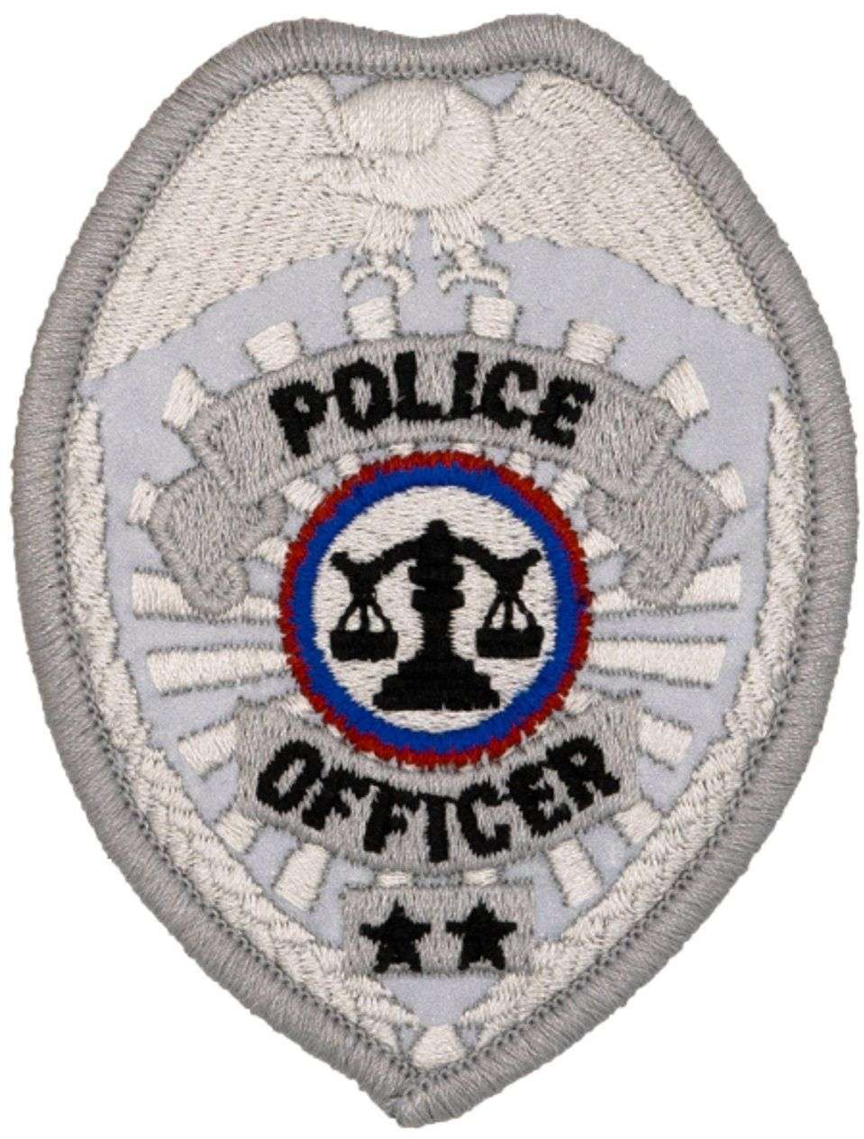 Hero's Pride POLICE OFFICER Badge Patch - Reflective Silver - 2.5'' x 3.5'' 3732 - Clothing &amp; Accessories