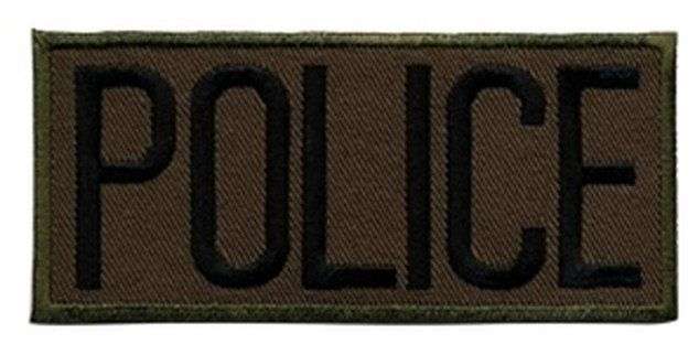 Hero's Pride POLICE Chest Patch - Black/Olive Drab - 4'' x 2'' - Heat Seal 5212 - Clothing & Accessories