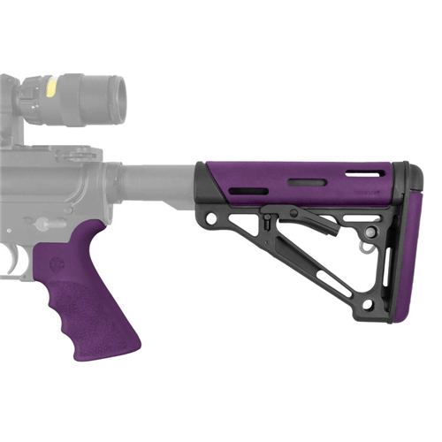 Hogue AR-15/M-16 Overmolded Collapsible Buttstock Kit - Purple, Mil-Spec Buffer Tube