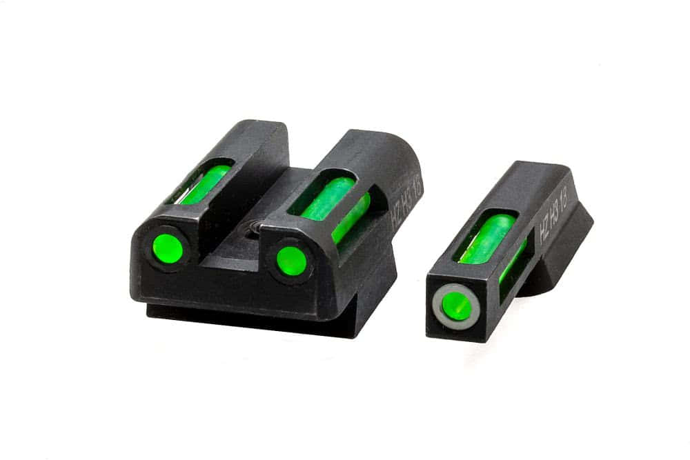 HIVIZ Shooting Systems LiteWave H3 Tritium/Litepipe Sight Set for CZ 75, 85 – White-Green Front/Green Rear -