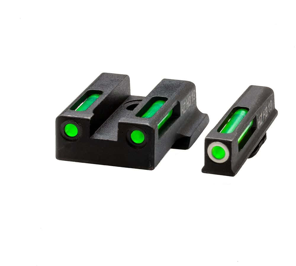 HIVIZ Shooting Systems LiteWave H3 Tritium/Litepipe Sight Set for S&amp;W EZ380 – White-Green Front/Green Rear -