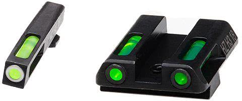 HIVIZ Shooting Systems LiteWave H3 Tritium/Litepipe Sight Set for Glock 42/43 - White-Green Front/Green Rear