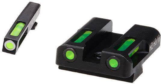 HIVIZ Shooting Systems LiteWave H3 Tritium/Litepipe Sight Set for Glock 9mm/40 S&W - White-Green Front/Green Rear