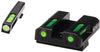 HIVIZ Shooting Systems LiteWave H3 Tritium/Litepipe Sight Set for Glock 9mm/40 S&amp;W - White-Green Front/Green Rear