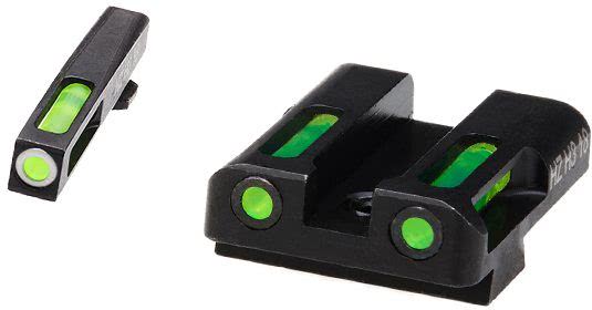 HIVIZ Shooting Systems LiteWave H3 Tritium/Litepipe Sight Set for Glock 9mm/40 S&amp;W - White-Green Front/Green Rear
