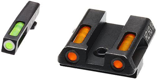 HIVIZ Shooting Systems LiteWave H3 Tritium/Litepipe Sight Set for Glock 42/43 - White-Green Front/Orange Rear