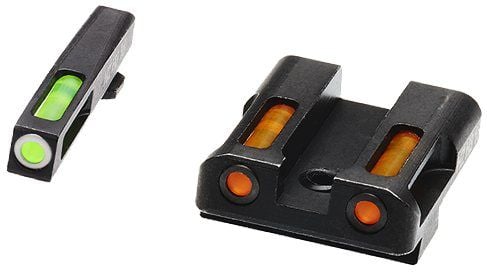 HIVIZ Shooting Systems LiteWave H3 Tritium/Litepipe Sight Set for Glock 9mm/40 S&W - White-Green Front/Orange Rear