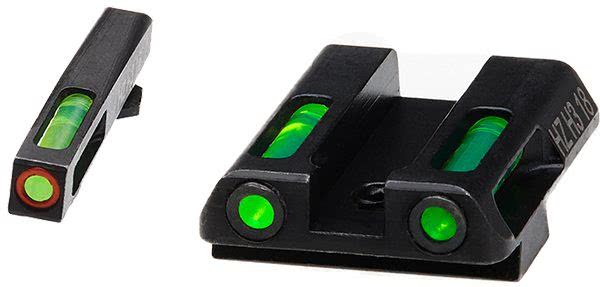 HIVIZ Shooting Systems LiteWave H3 Tritium/Litepipe Sight Set for Glock 42/43 - Orange-Green Front/Green Rear