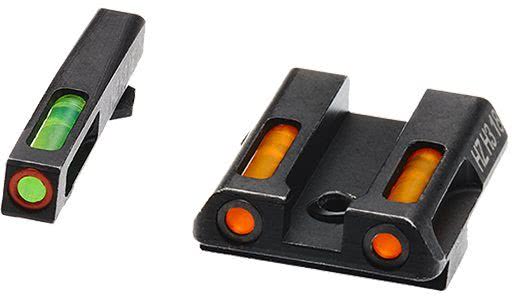 HIVIZ Shooting Systems LiteWave H3 Tritium/Litepipe Sight Set for Glock 42/43 - Orange-Green Front/Orange Rear