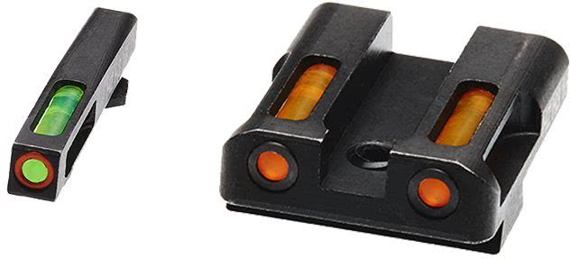 HIVIZ Shooting Systems LiteWave H3 Tritium/Litepipe Sight Set for Glock 9mm/40 S&W - Orange-Green Front/Orange Rear