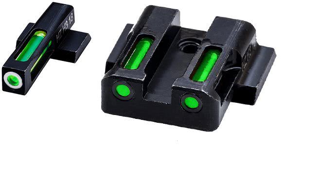 HIVIZ Shooting Systems LiteWave H3 Tritium/Litepipe Sight Set for S&W M&P - White-Green Front/Green Rear