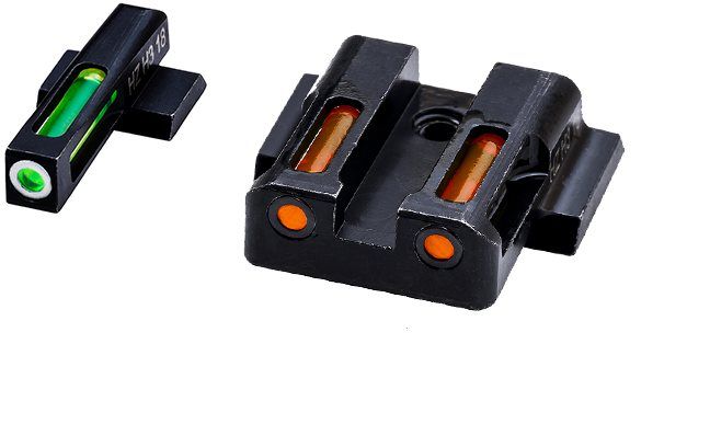 HIVIZ Shooting Systems LiteWave H3 Tritium/Litepipe Sight Set for S&W M&P Shield - White-Green Front/Orange Rear