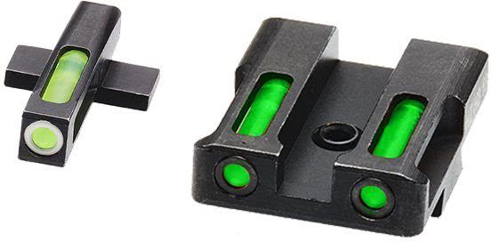HIVIZ Shooting Systems LiteWave H3 Tritium/Litepipe Sight Set for Springfield Armory XD – White-Green Front/Green Rear -