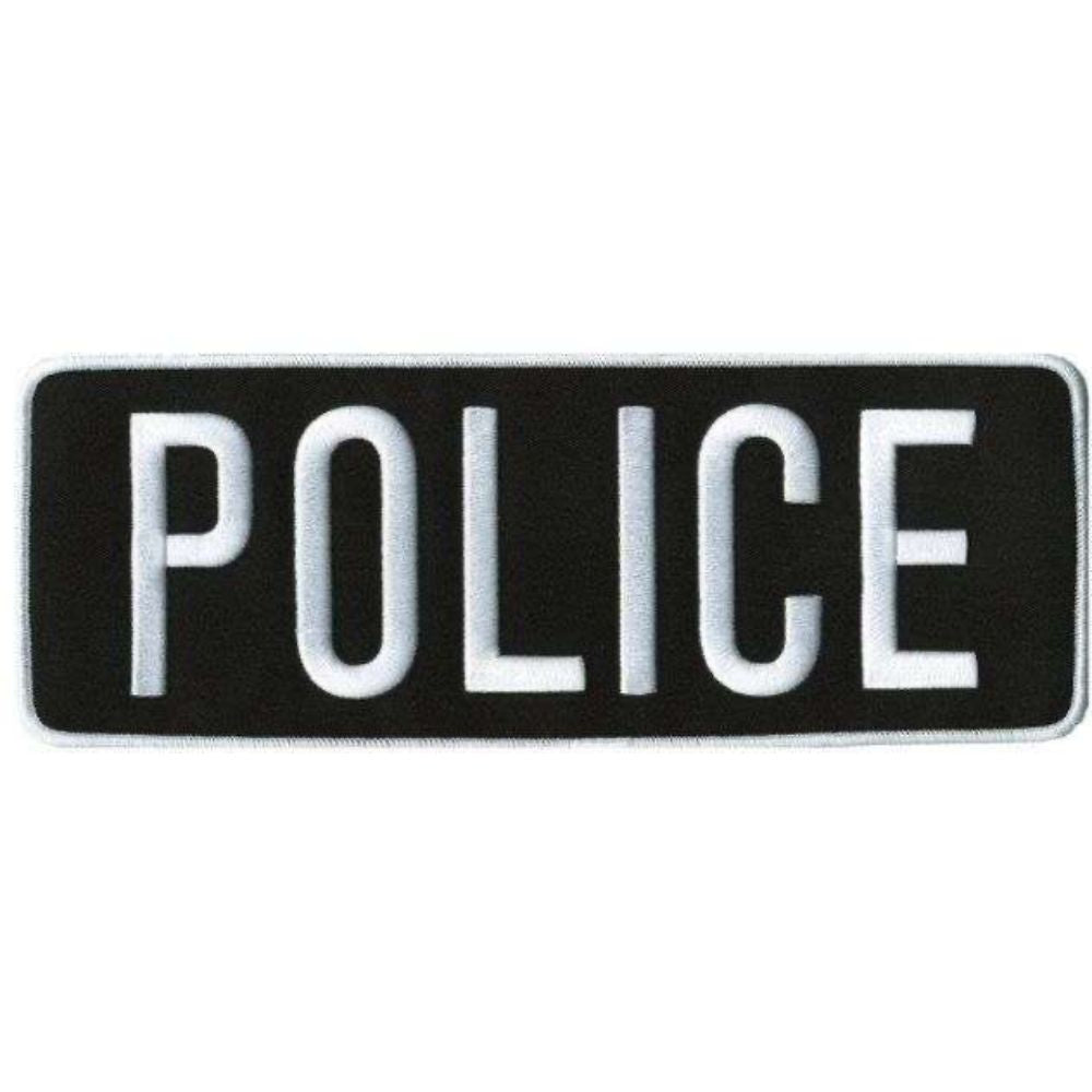 Hero's Pride POLICE Back Patch - White/Black - 11'' x 4'' 5250 - Clothing &amp; Accessories