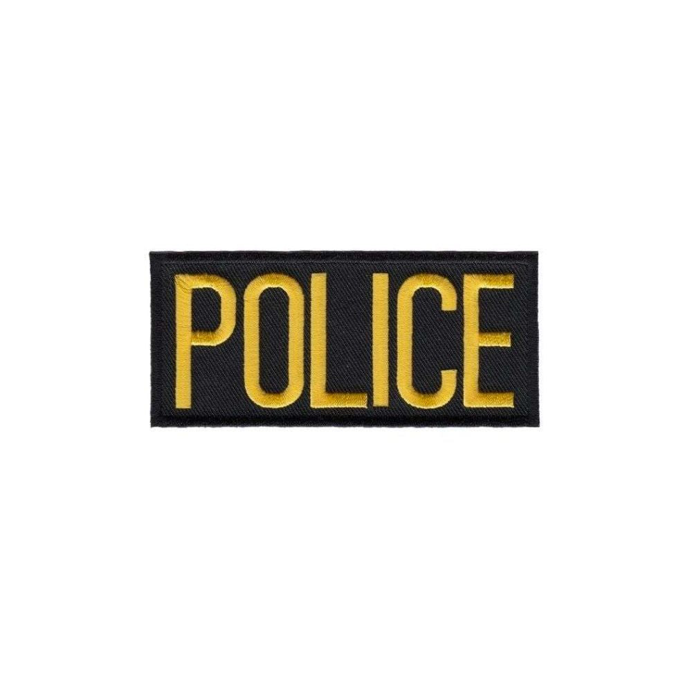 Hero's Pride POLICE Chest Patch - Gold/Black - 4'' x 2'' - Heat Seal 5216 - Clothing & Accessories