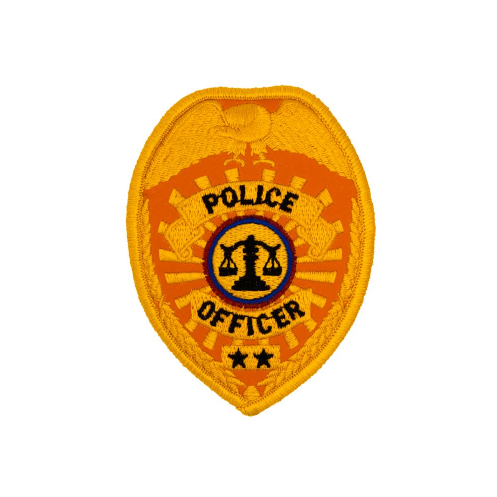 Hero's Pride POLICE OFFICER Badge Patch - Reflective Gold - 2.5'' x 3.5'' 3733 - Clothing & Accessories