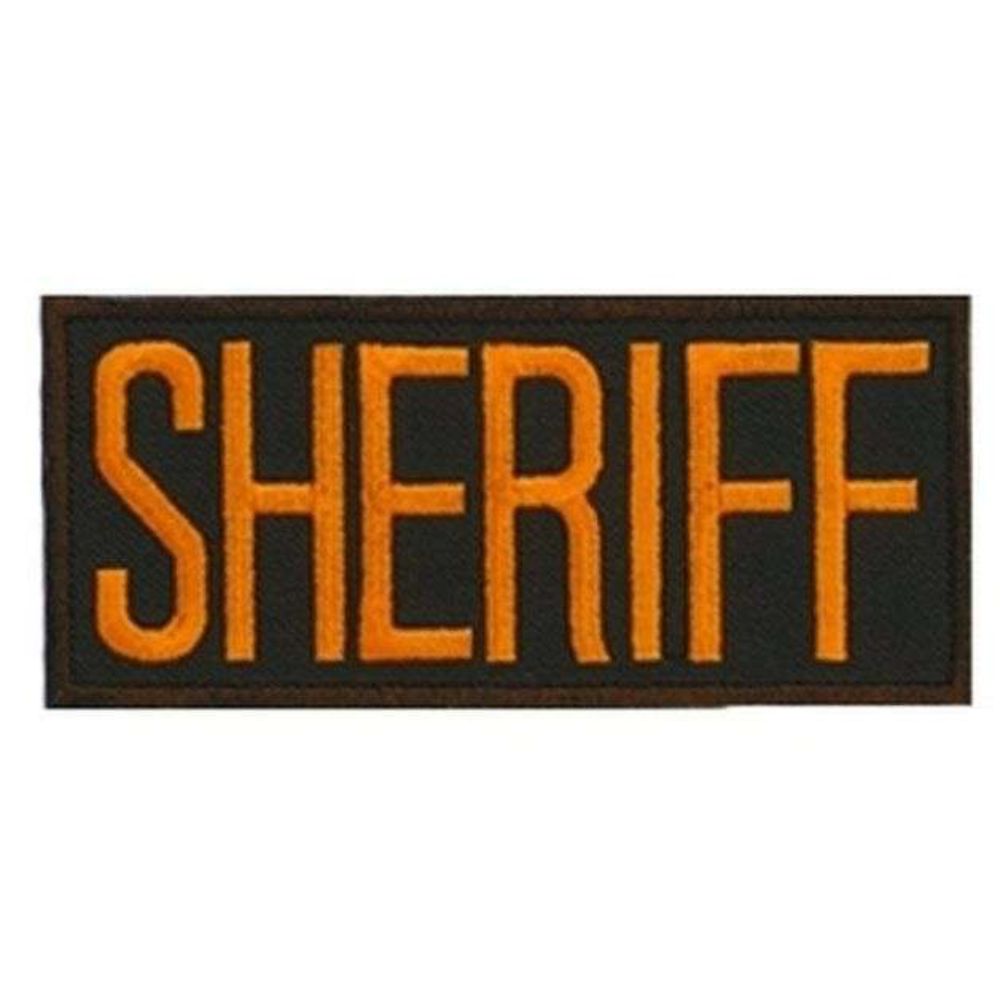 Hero's Pride SHERIFF Chest Patch - Dark Gold/Brown - 4'' x 2'' - Heat Seal 5201 - Clothing & Accessories