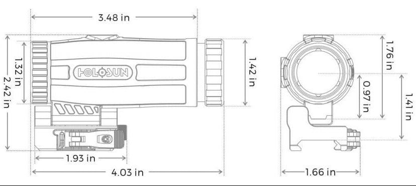 Holosun 3X Magnifier/flip & QD Mount HM3X - Shooting Accessories