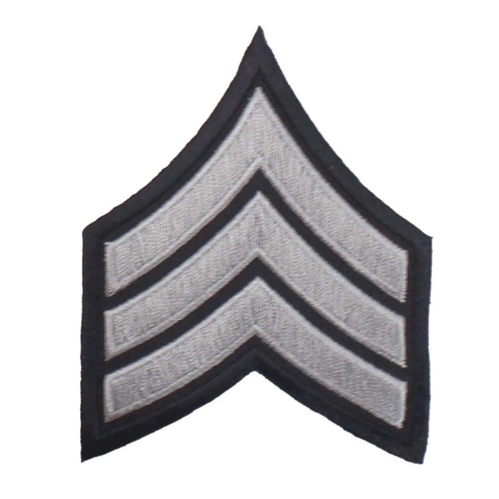 Sergeant Chevron Patch - Silver/Black Each - Chevron Patches