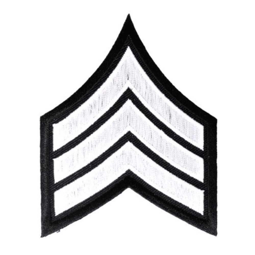 Sergeant Chevron Patch - White on Black - Chevron Patches