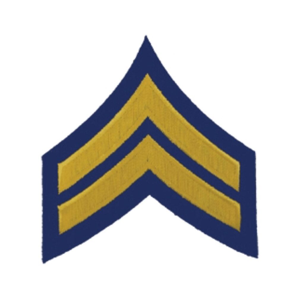 Corporal Chevron Patch - Gold on Navy Blue - Chevron Patches