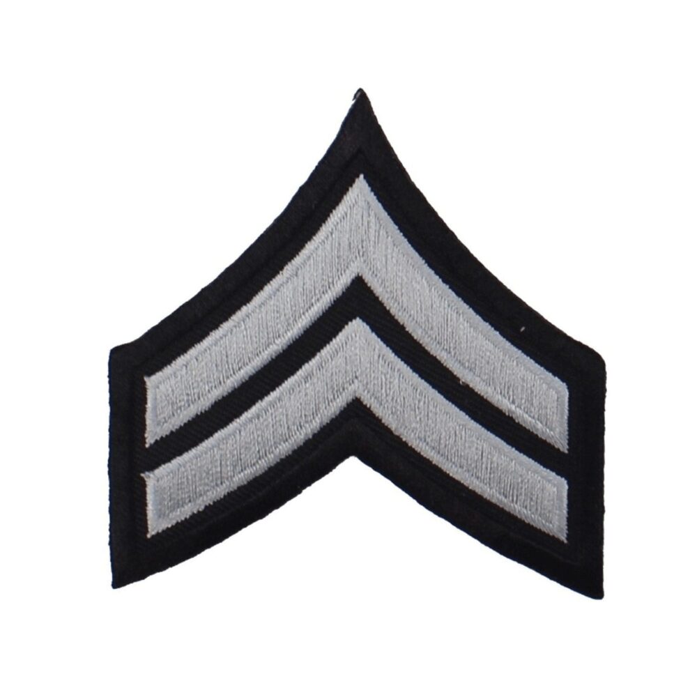 Corporal Chevron Patch - Silver on Black Each - Chevron Patches