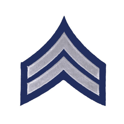 Corporal Chevron Patch - Silver on Navy Blue - Chevron Patches