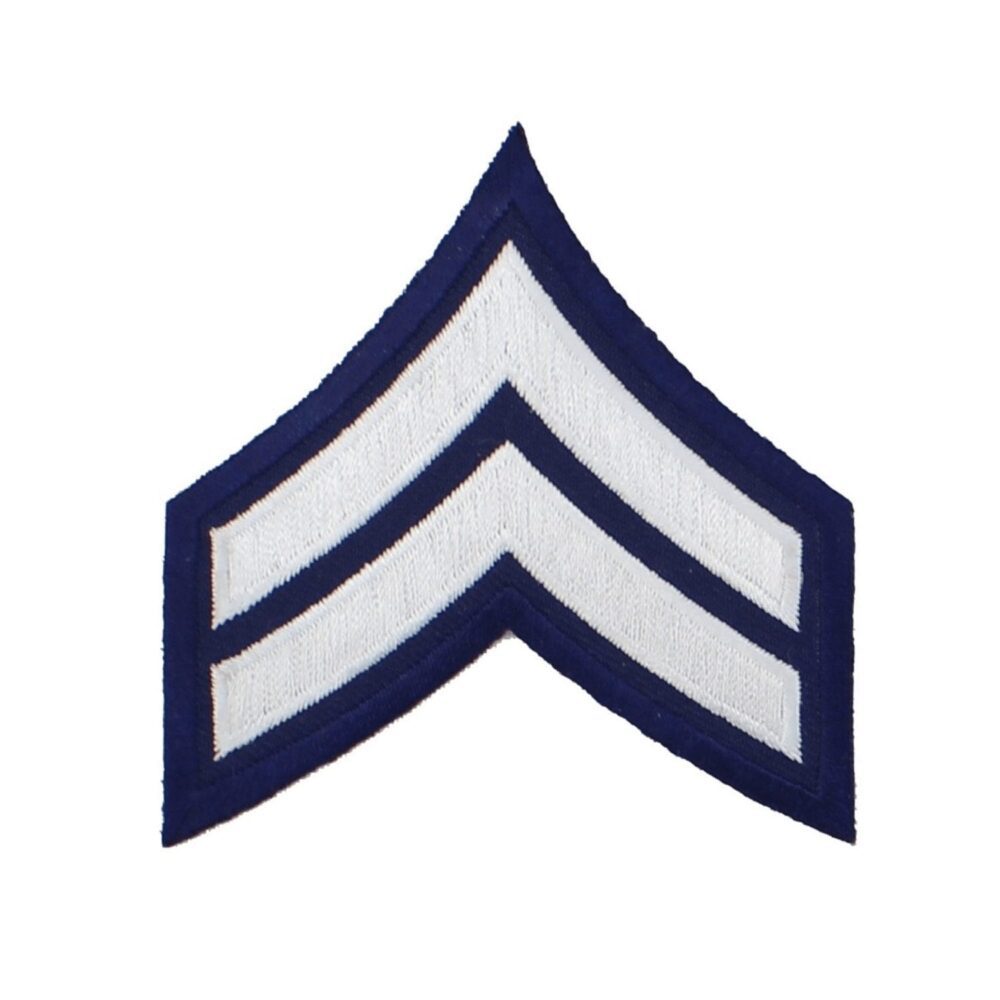 Corporal Chevron Patch - White on Navy Blue - Chevron Patches