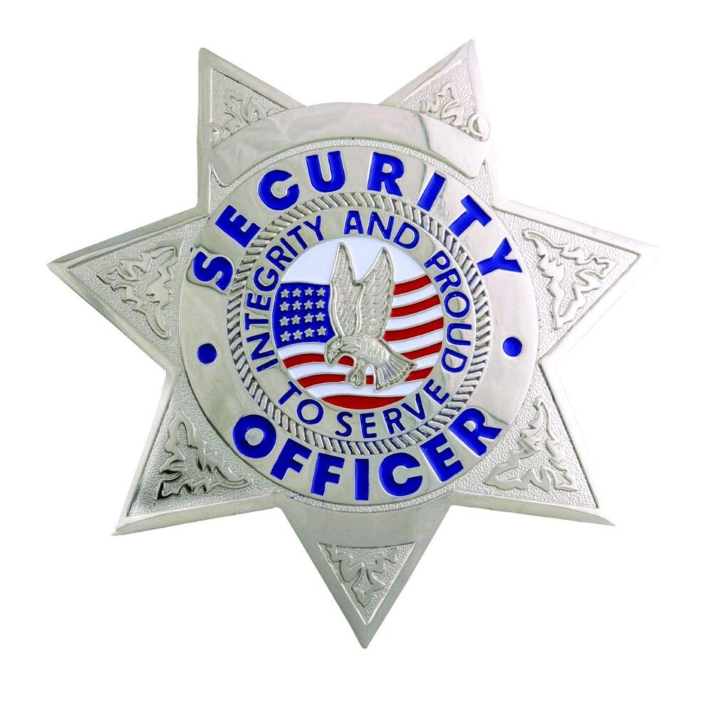 Security Officer 7-Point Star Silver Badge - Badges & Accessories
