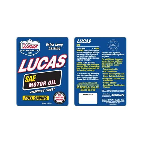 Lucas Oil SAE Petroleum High Mileage Motor Oil 5W-20, 10W-30, or 10W-40