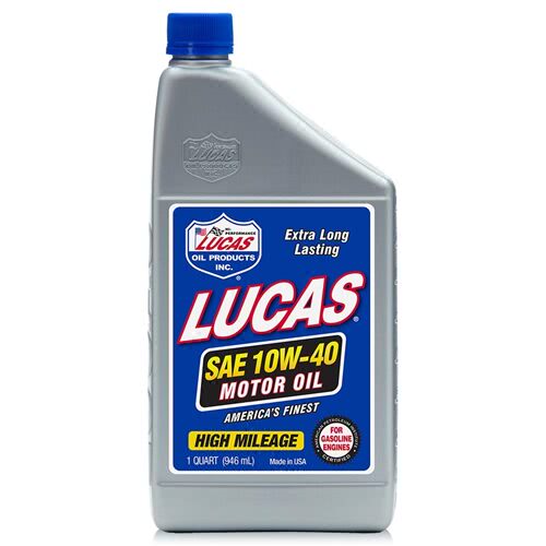 Lucas Oil SAE Petroleum High Mileage Motor Oil 5W-20, 10W-30, or 10W-40