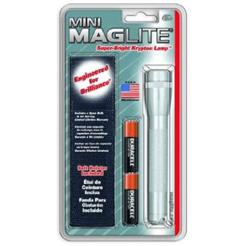 Maglite M2A Mini Mag 2 AA-Cell Incandescent Flashlight with Holster - Silver