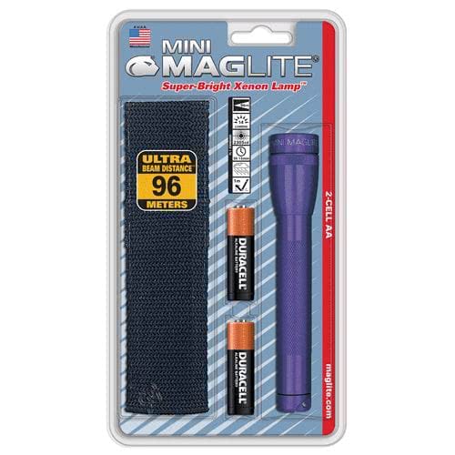 Maglite M2A Mini Mag 2 AA-Cell Incandescent Flashlight with Holster - Purple