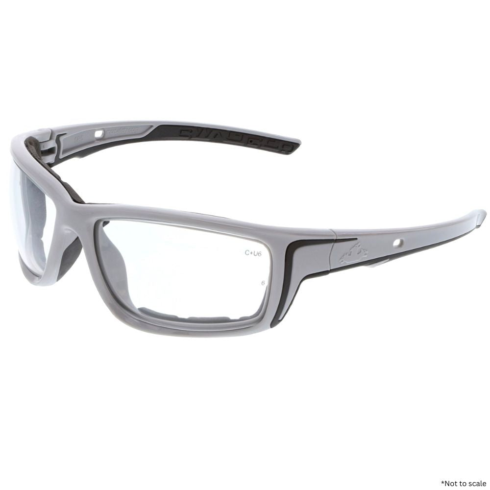 MCR Safety SR5 Swagger Safety Glasses - Gray Frame - Clear MAX6 Anti-Fog SR520PF - Shooting Accessories