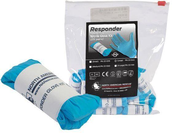 North American Rescue Responder Blue Nitrile Gloves - Pack of 25 - Examination Gloves