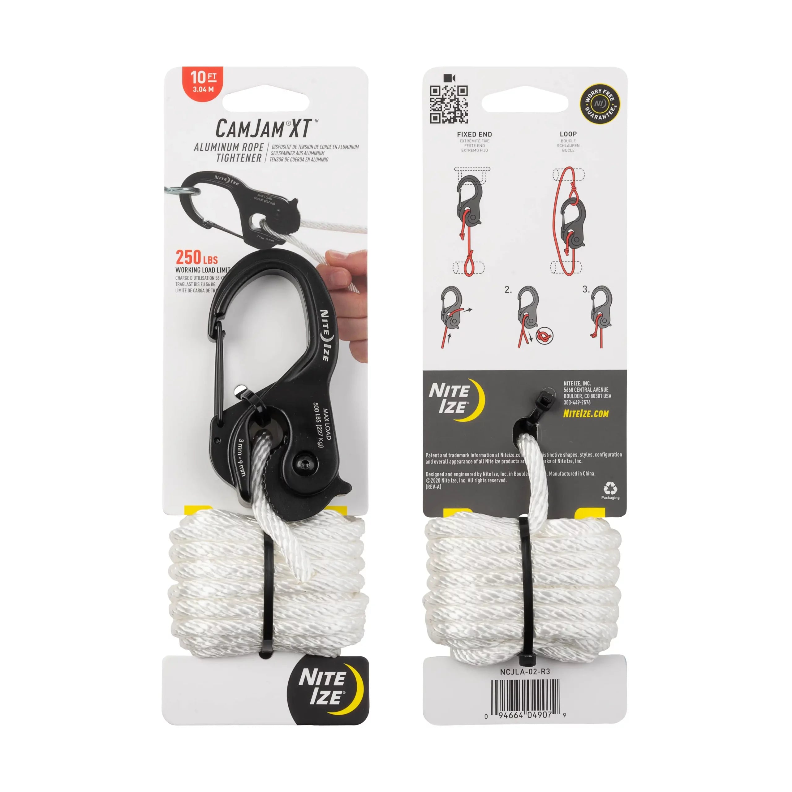 Nite-Ize CamJam XT Large Aluminum Rope Tightener with 10' Rope NCJLA-02-R3 - Newest Arrivals