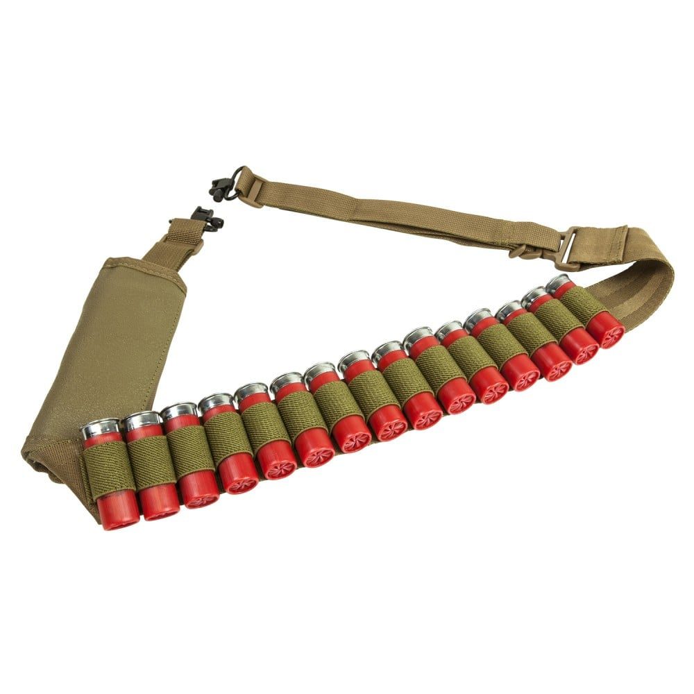 NcSTAR Shotgun Bandolier Sling with Sling Swivel Hardware - Tan