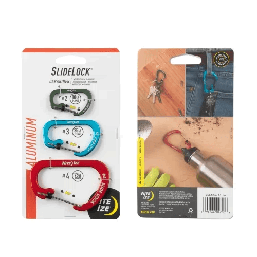 Nite-Ize SlideLock Carabiner Aluminum - 3 Pack Assorted CSLA234-A1-R6 - Survival &amp; Outdoors