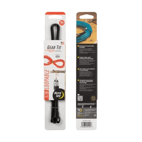 Nite-Ize Gear Tie Loopable Twist Tie - 2 Pack - Black, 18"