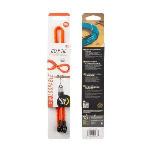 Nite-Ize Gear Tie Loopable Twist Tie - 2 Pack - Bright Orange, 18