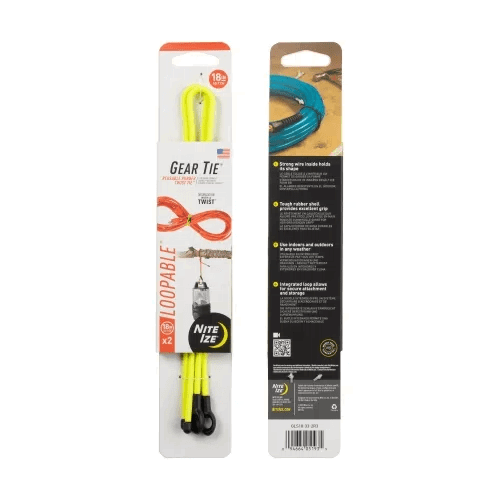 Nite-Ize Gear Tie Loopable Twist Tie - 2 Pack - Neon Yellow, 18