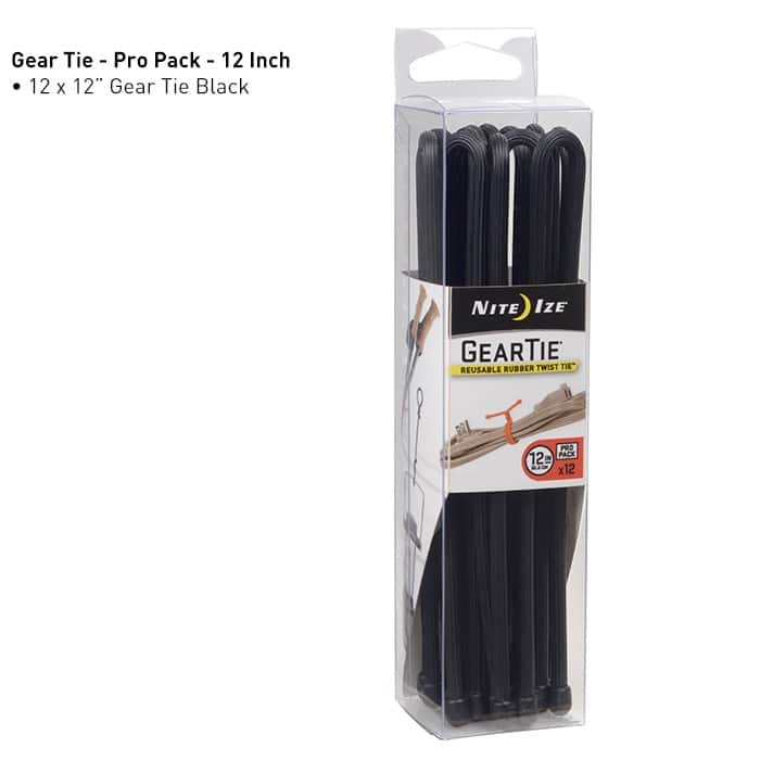 Nite Ize Gear Tie ProPack 12 in. - 12 Pack - Black - Survival &amp; Outdoors