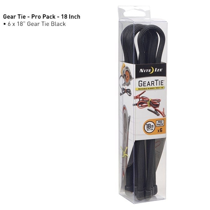 Nite Ize Gear Tie ProPack 18 in. - 6 Pack - Black - Survival &amp; Outdoors