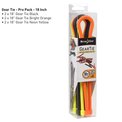 Nite Ize Gear Tie ProPack 18 in. - 6 Pack - Assorted - Survival &amp; Outdoors