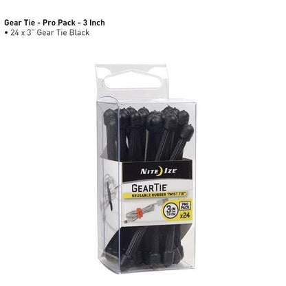 Nite Ize Gear Tie ProPack 3 in. - 24 Pack - Black - Survival &amp; Outdoors