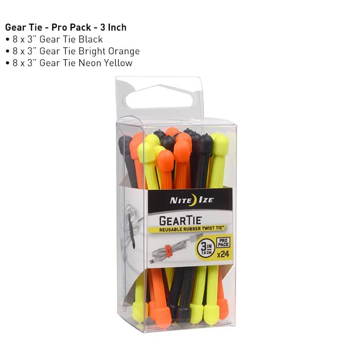 Nite Ize Gear Tie ProPack 3 in. - 24 Pack - Assorted - Survival &amp; Outdoors