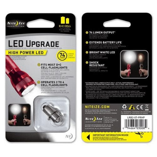 Nite Ize High Power LED Upgrade Fits Most C or D Cell Flashlights - 74 Lumens - Tactical & Duty Gear