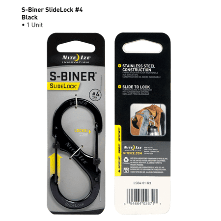 Nite Ize S-Biner® Slidelock® #4 Black - Holds 75lbs - Keys & Accessories